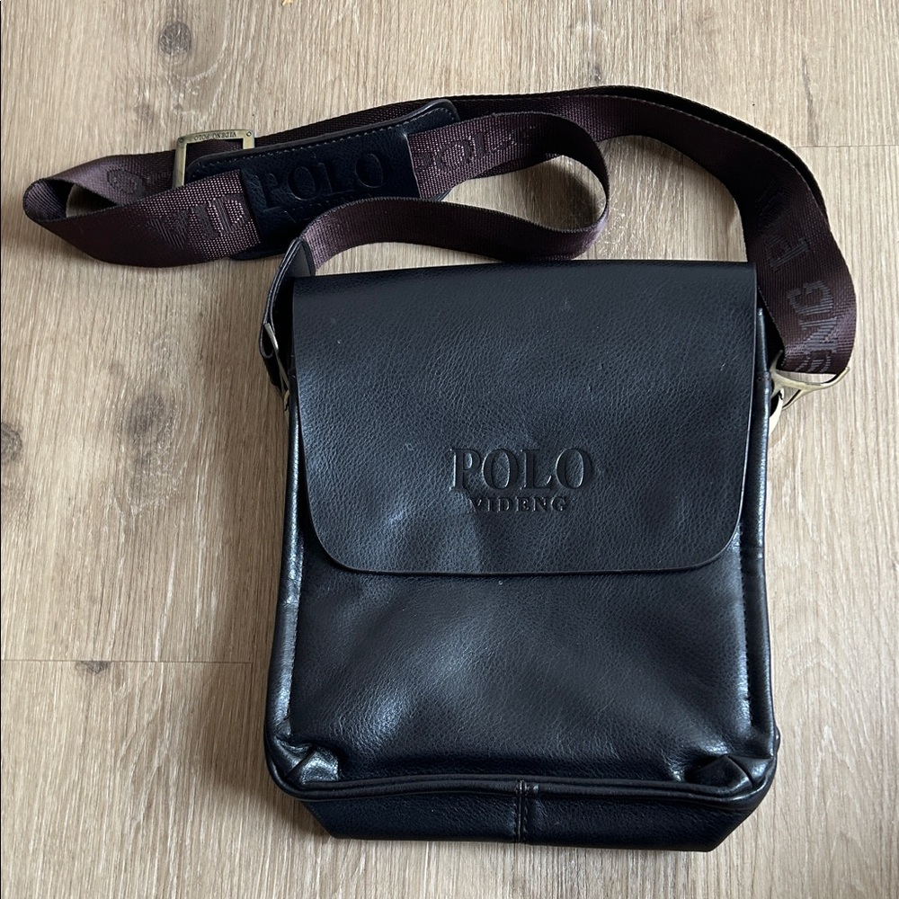 Polo by Ralph Lauren Black Leather Messenger Bag
